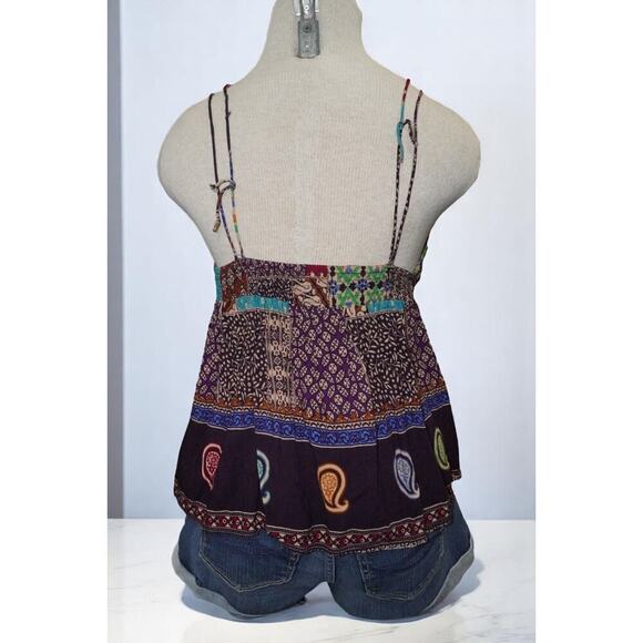 Boho Patchwork Cami Top – Fits Like Small – Banjara Print – Adjustable Spaghetti - Picture 5 of 6